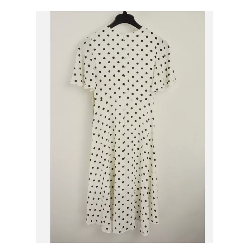 Eliza J NEW White Navy Polka Dot Crepe Dress 10 High Low Fit Flare NEW Cocktail