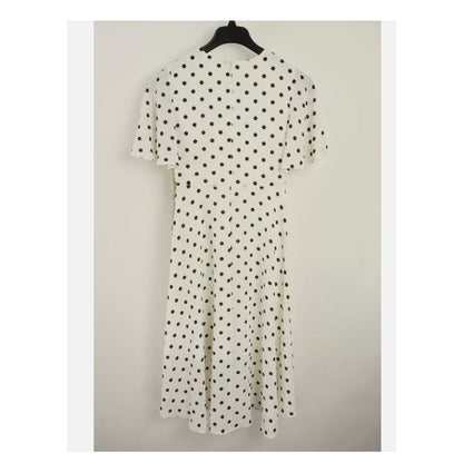 Eliza J NEW White Navy Polka Dot Crepe Dress 10 High Low Fit Flare NEW Cocktail