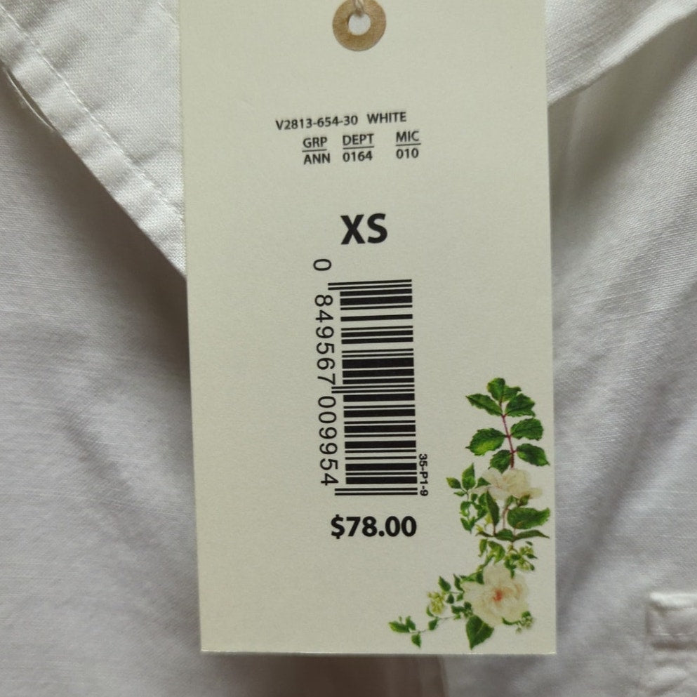 NWT Chelsea & Violet White Button Down Shirt Extra Small Classic Collar