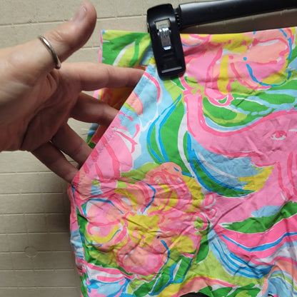 Lilly Pulitzer Size 4 Pink Green Blue shorts Pockets Side Zip Rayon Lightweight