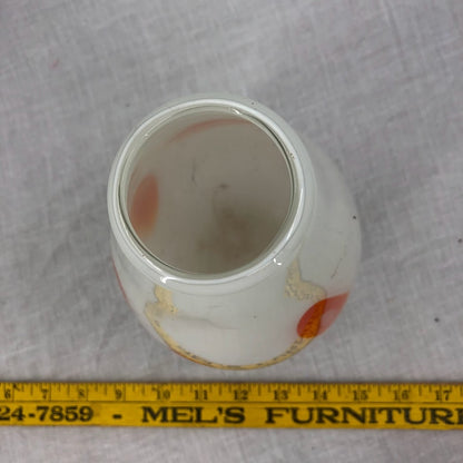 Murano Glass Vase Handblown orange patches white table bulb MCM design 9" glass