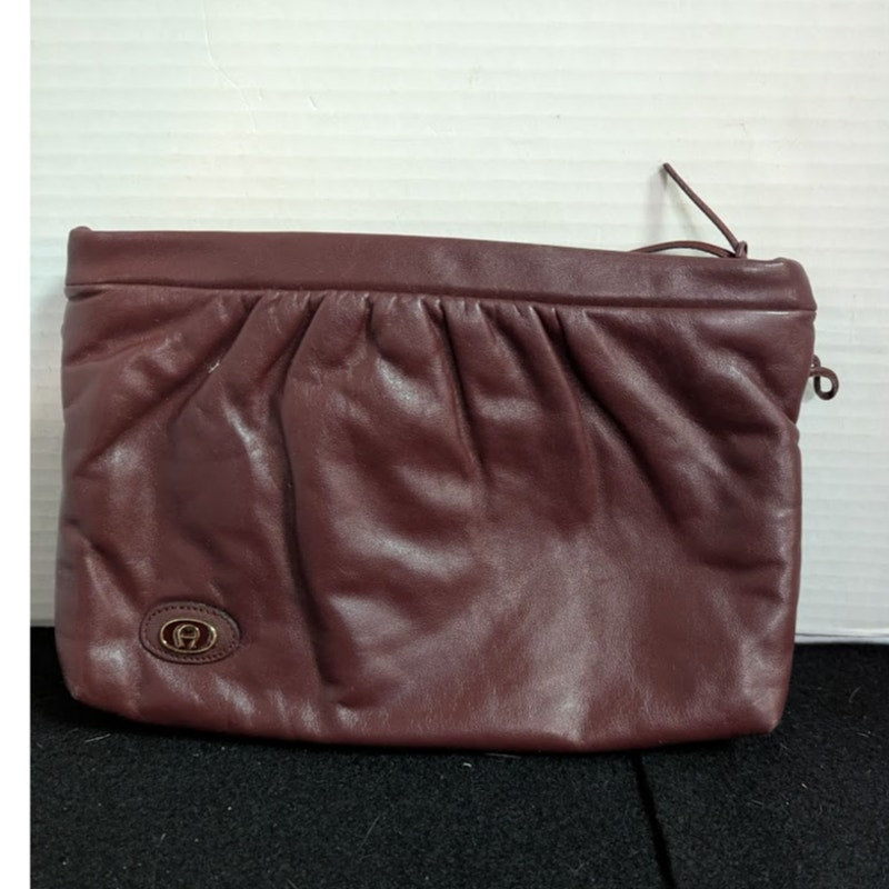Etienne Aigner Burgundy Wine Clutch with Mirror No shoulder strap