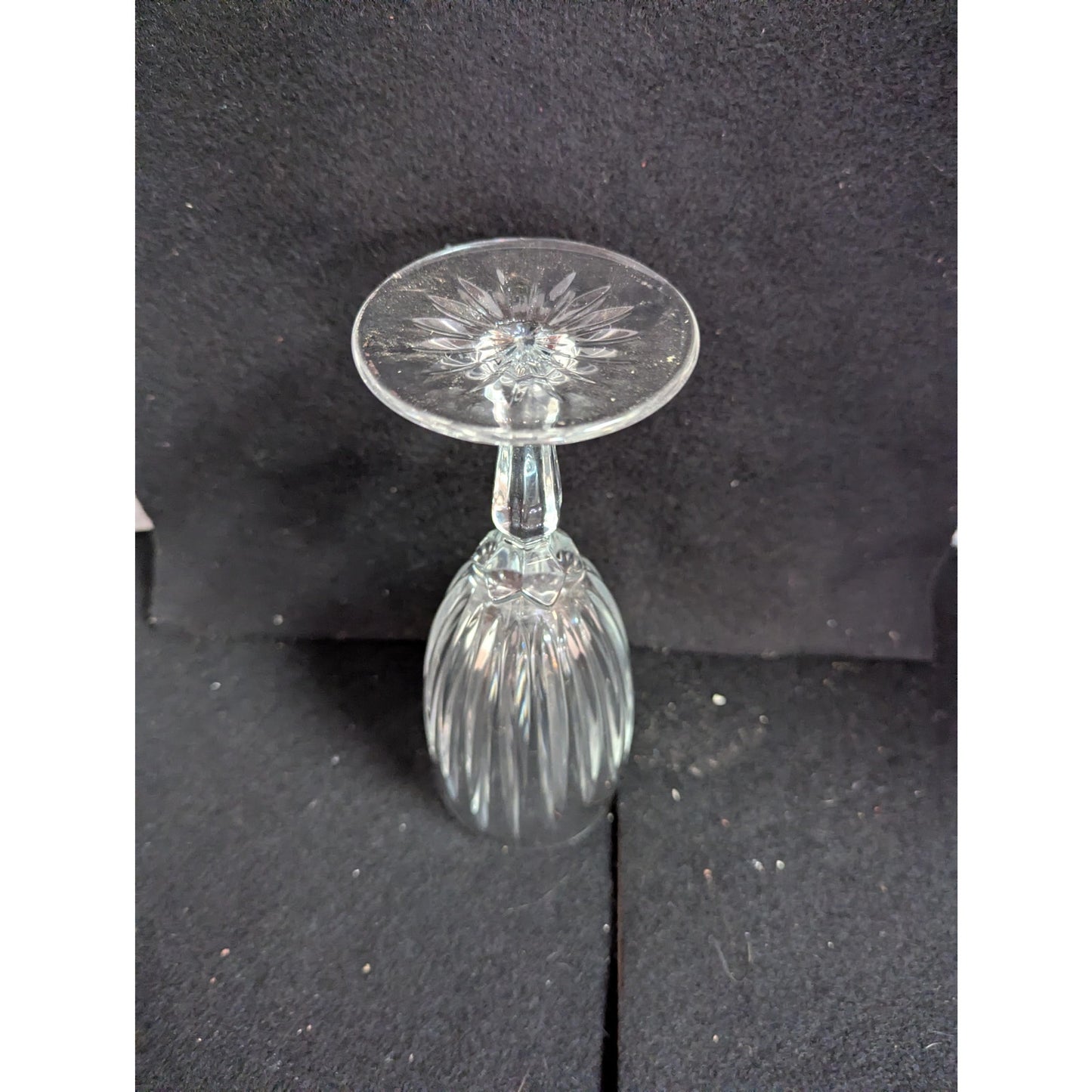 Vintage Clear Crystal Cut Tulip Stemmed Wine Glasses - Set of 7