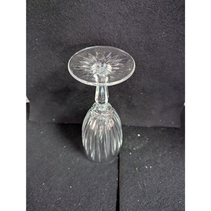 Vintage Clear Crystal Cut Tulip Stemmed Wine Glasses - Set of 7