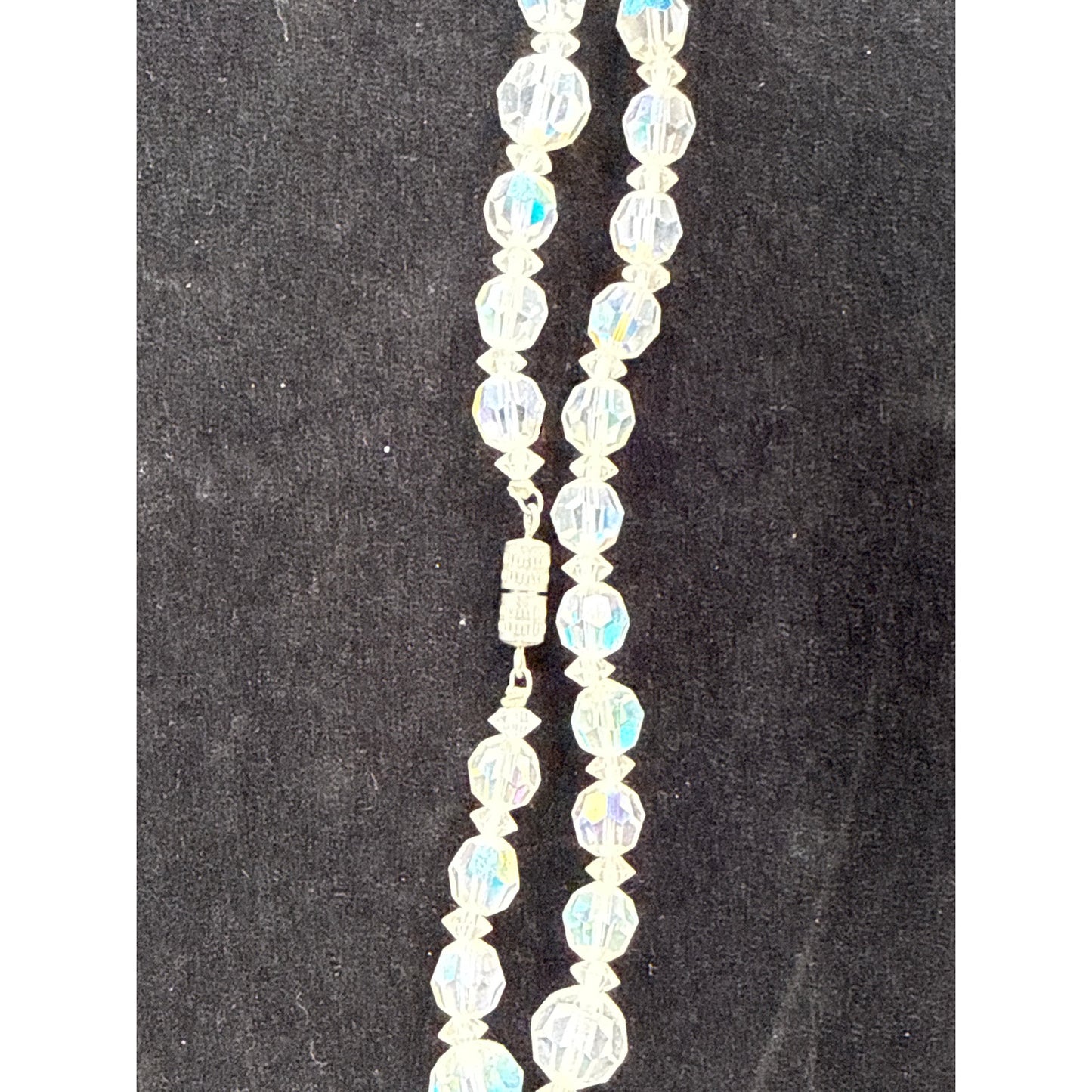 Vintage AB Aurora Borealis Crystal Double Strand Bead Necklace Statement Piece