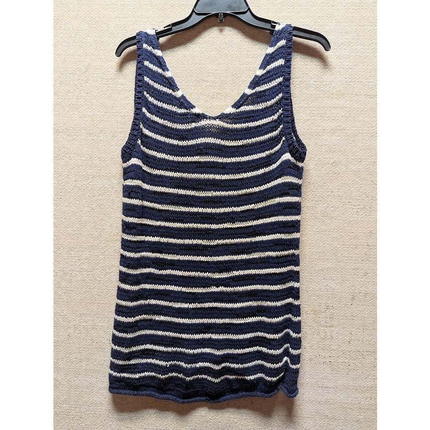 Caslon Womens Size Medium Blue White Black Crochet Tank top Blouse NEW