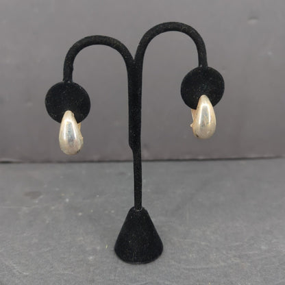 Vintage Premier USA Gold Tone Tear Drop Clip On Earrings Retro Statement 1980s