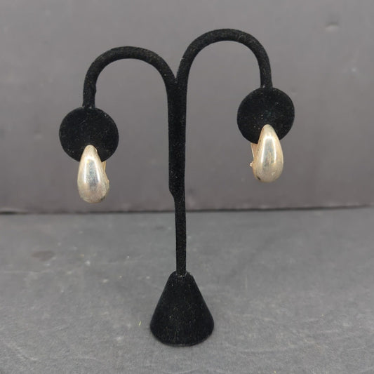 Vintage Premier USA Gold Tone Tear Drop Clip On Earrings Retro Statement 1980s