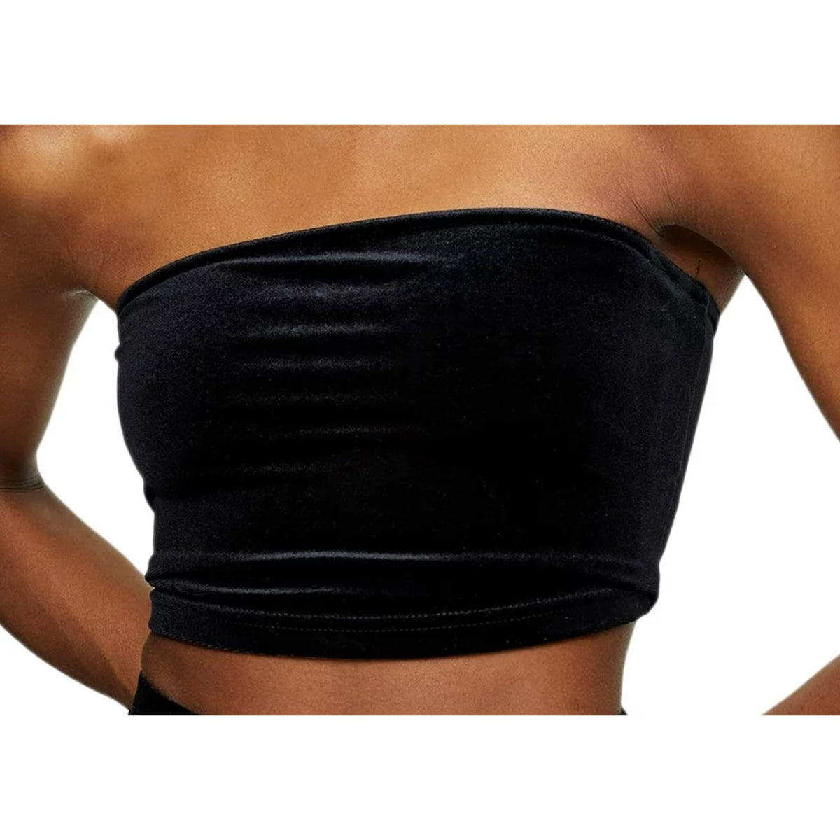 TOPSHOP Womens Faux Velvet Velour Tube Top Bandeau Size Extra Small Black XL NEW