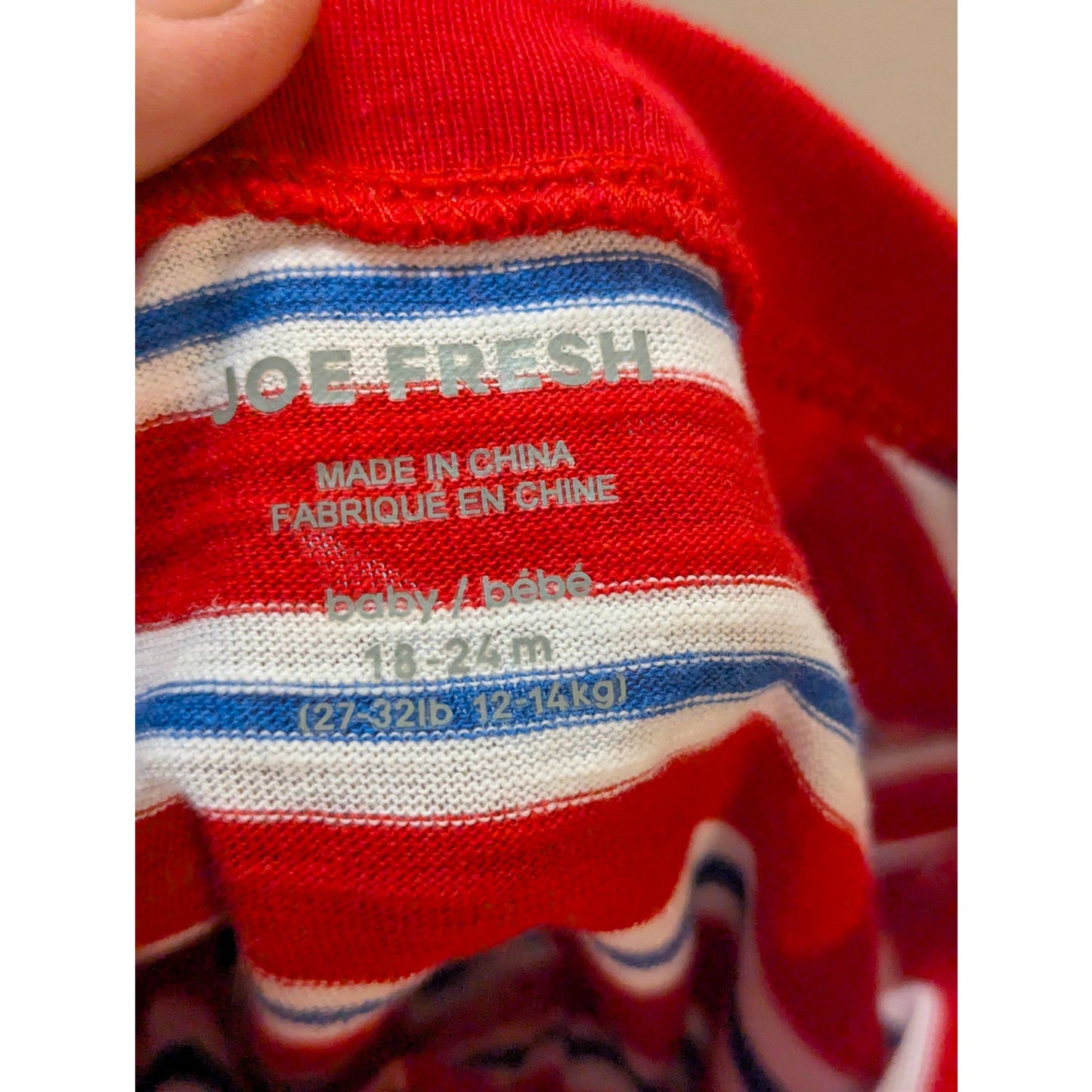 NWT Joe Fresh Baby Striped Short-Sleeve Romper (Size 18–24M)