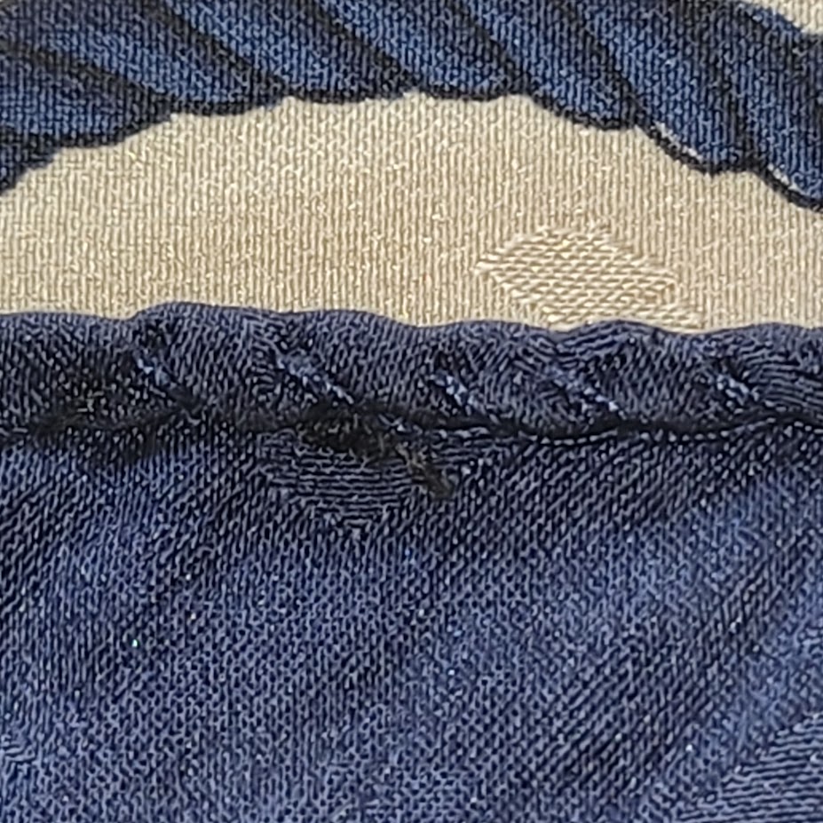 Vintage Italy Silk Scarf Navy Gold Tassel Equestrian Baroque Old Money Aesthetic