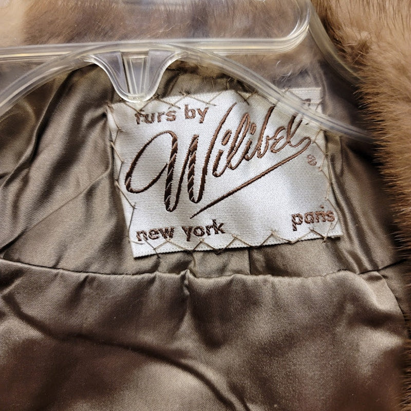 Wilibel VINTAGE mink Cape Capelet Fur Stole pockets collared One Size Wrap 1950