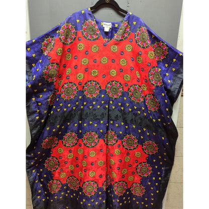 Vintage Wilnar ONE SIZE red black blue long maxi Kaftan