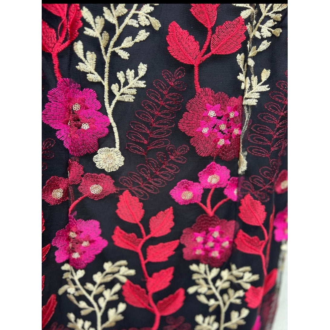 Alexia Admor Floral Overlay black red Dress Size 2 Embroidery gold Cocktail NEW
