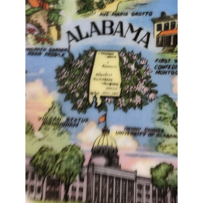 Vintage Souvenir Ceramic Collector Plate Alabama State Landmarks Gold Trim