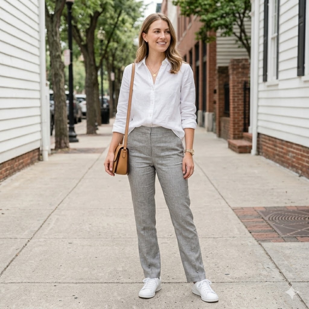 Alex Marie Gray Linen Blend Pants Minimalist Quiet Luxury Corporate Career