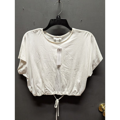 Topshop Women's White Short-Sleeve Cropped Tie-Back Top NWT Size 8 Medium