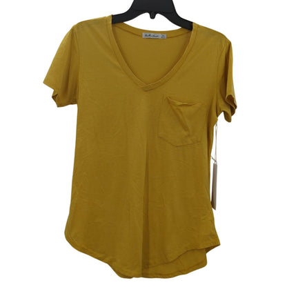 Another Love Size XS Mustard Yellow Vneck Round Hem lightweight short Sleeve Top