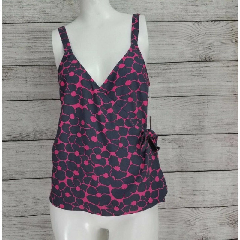 Chelsea 28 Medium Floral Wrap Tie Front Top Cami Tank V Neck Summer Spring NWT