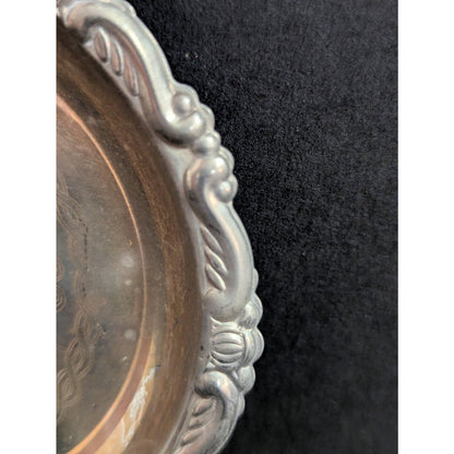 Vintage Italian Silverplate on Steel Ornate Round Trinket Dish Coaster