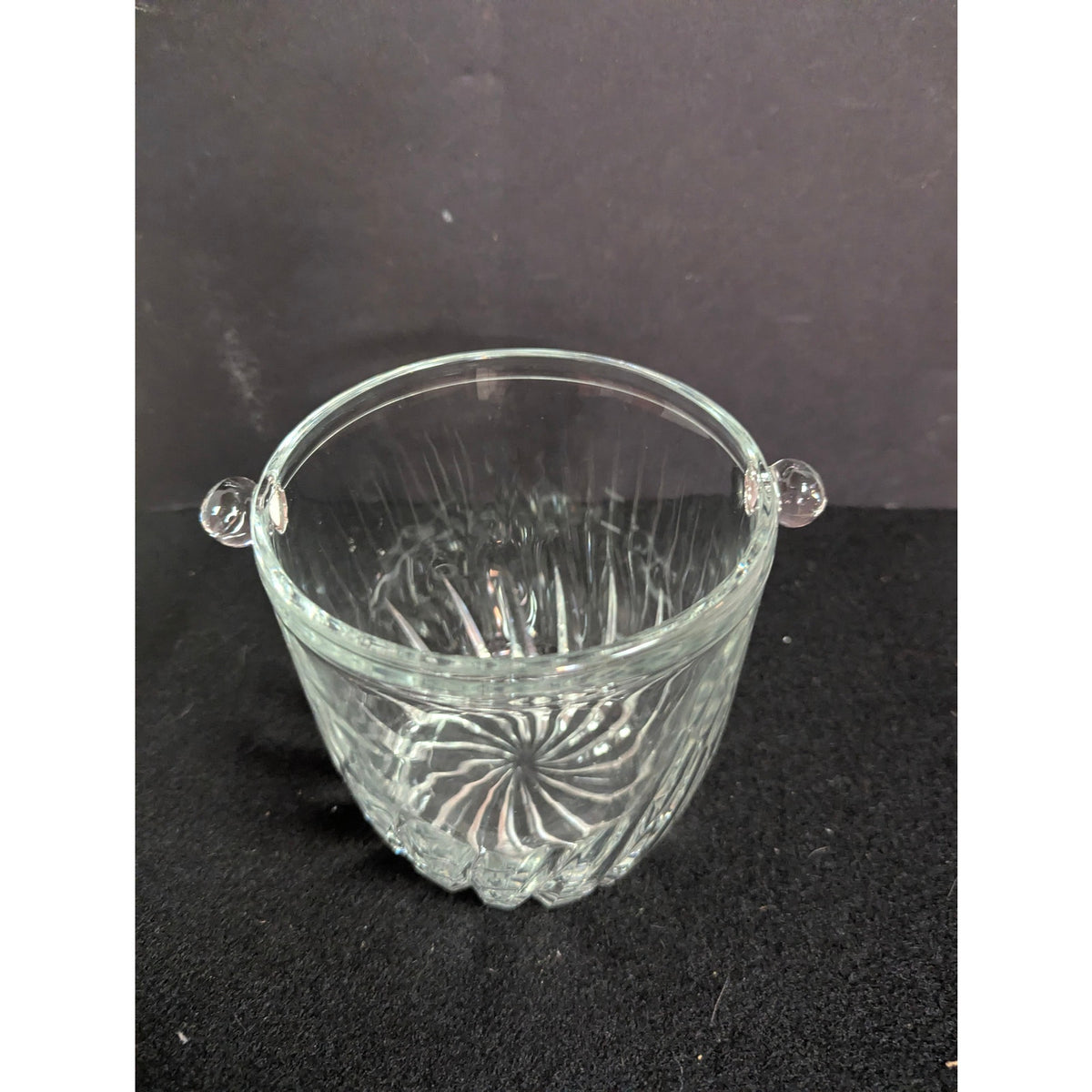 Vintage Petite Glass Ice or Champagne Bucket With Handle Nubs