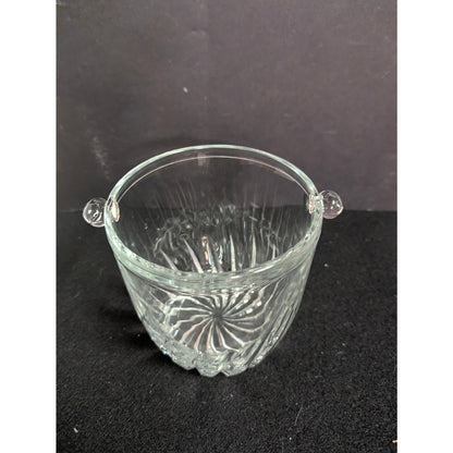 Vintage Petite Glass Ice or Champagne Bucket With Handle Nubs