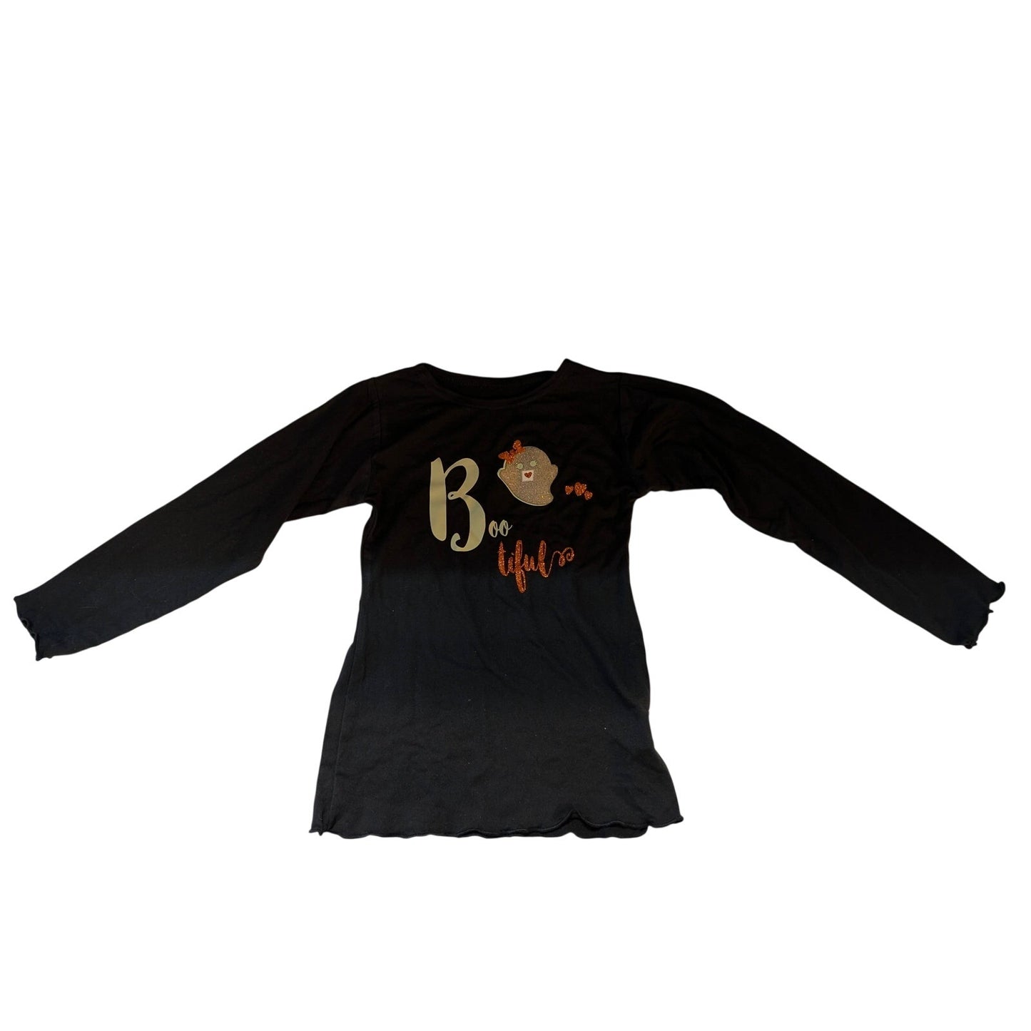 Tuna Kids Girls Black Boo-tiful Halloween Graphic Long Sleeve Shirt Size 4