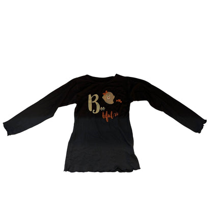 Tuna Kids Girls Black Boo-tiful Halloween Graphic Long Sleeve Shirt Size 4