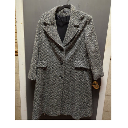 Black white Prelude Size 20 Herringbone line Swing pockets Winter Jacket Coat