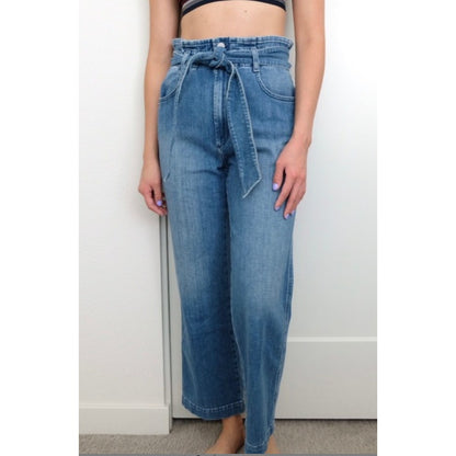 Joe's Jeans Womens 27" Paperbag Waist Belted Blue Jeans Trouser Pants NEW