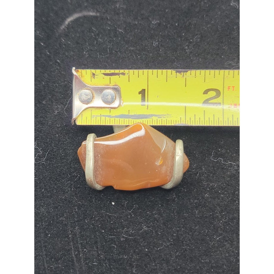 Vintage Artisan Carnelian Agate Slab Pendant Bohemian Raw Stone Earthy Aesthetic
