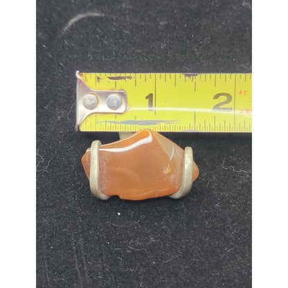 Vintage Artisan Carnelian Agate Slab Pendant Bohemian Raw Stone Earthy Aesthetic
