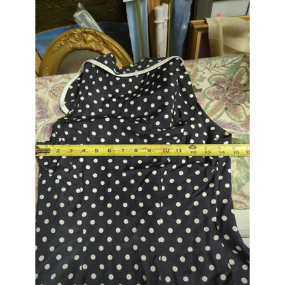 Young Edwardian Vintage Polka Dot Scalloped Vest Blouse XS Black White Coquette