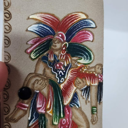 Hand tooled Suede leather wallet trifold Brown BOHO Chic Mexican Artisan warrior