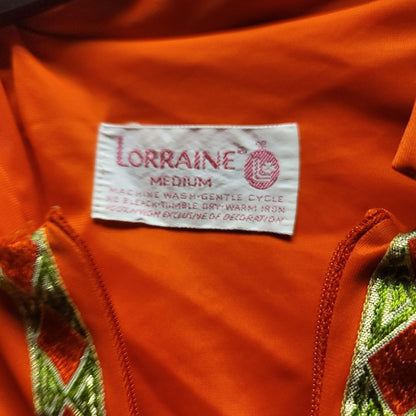 Lorraine Medium Vintage Gold Orange Robe House Coat Long Sleeve Maxi KAFTAN