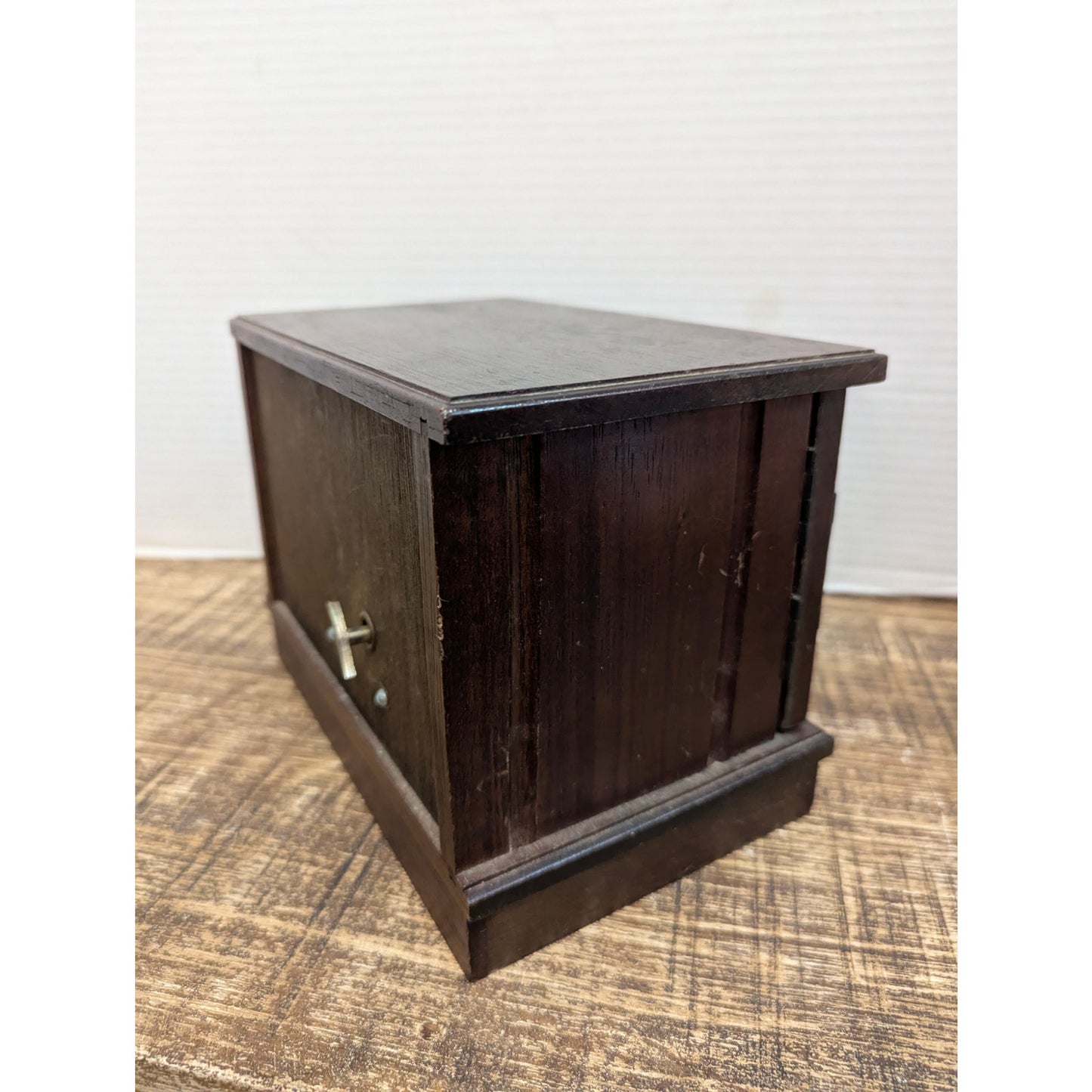 Vintage Wood Jewelry Box Shell Project Piece - Ornate Cabinet Style