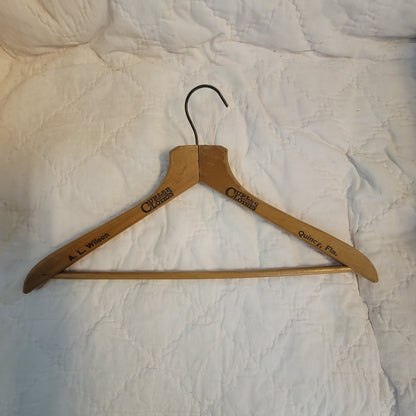 A.L. Wilson Adversting wood clothes hanger Curlee Clothes Quincy, Florida