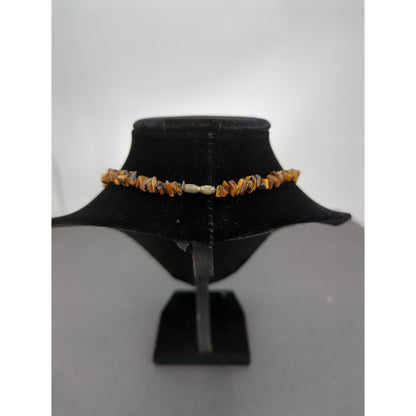 Vintage Fashion Necklace earthtone chippy stone shell boho