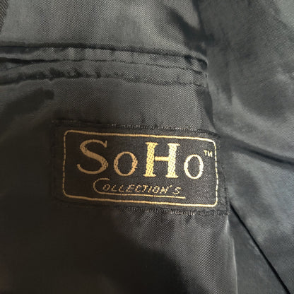 Vintage Mens SoHo Black Red Pinstripe 3 pc Suit 40R Jacket Pants Vest Dandy