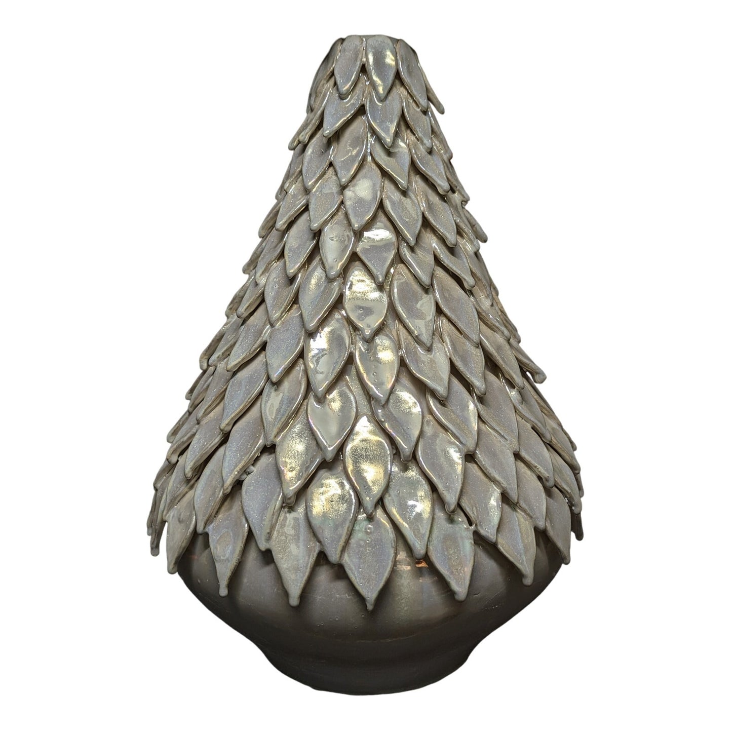 Sagebrook Home Pearlescent Petal Table Vase 16.5" NWT Tree Heavy Ceramic Decor