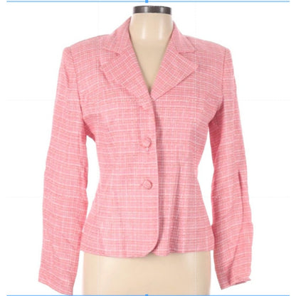 Lew Magram 2 piece Career Jacket Blazer Skirt Set Size 10 Pink fully lined suit