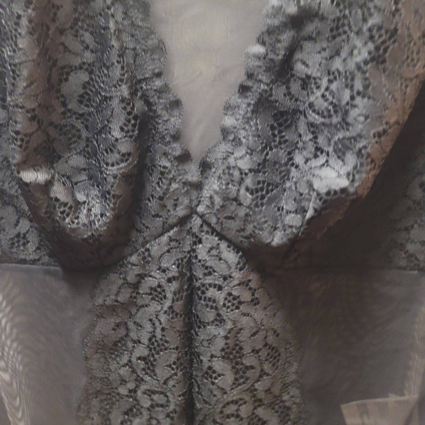 INC International Concepts Black Lace Sheer Mesh Long Sleeve Bodysuit Medium