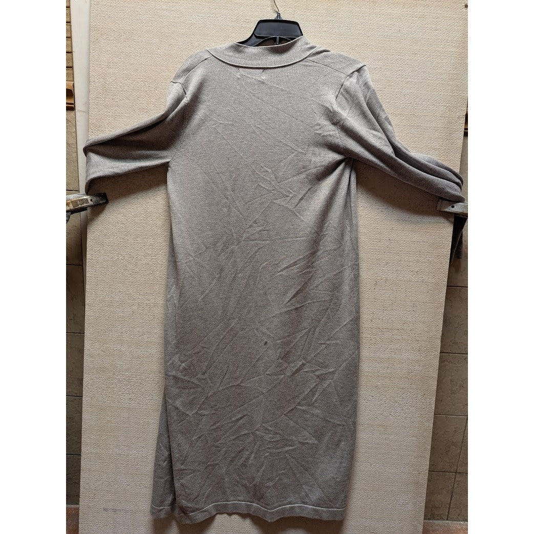 Magashoni Light Gray Long Cardigan duster Size Medium with pockets Open Front