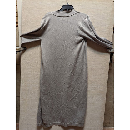 Magashoni Light Gray Long Cardigan duster Size Medium with pockets Open Front