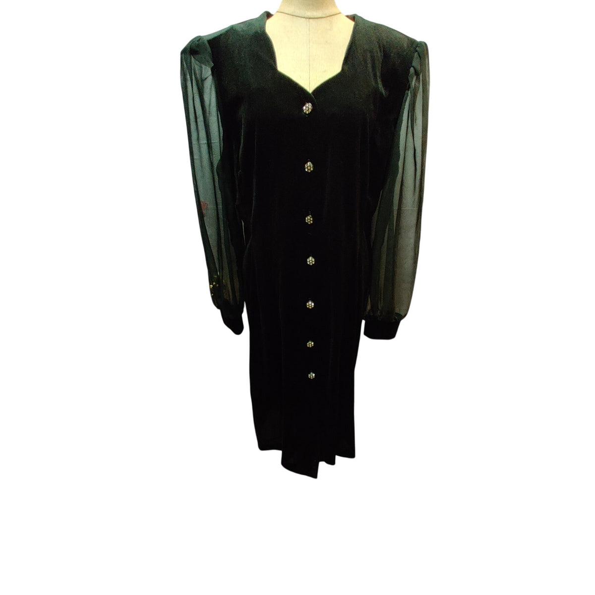 Vintage Sweet Miranda Velvet Dress 80s Whimsigoth Chiffon Sleeve Size 16