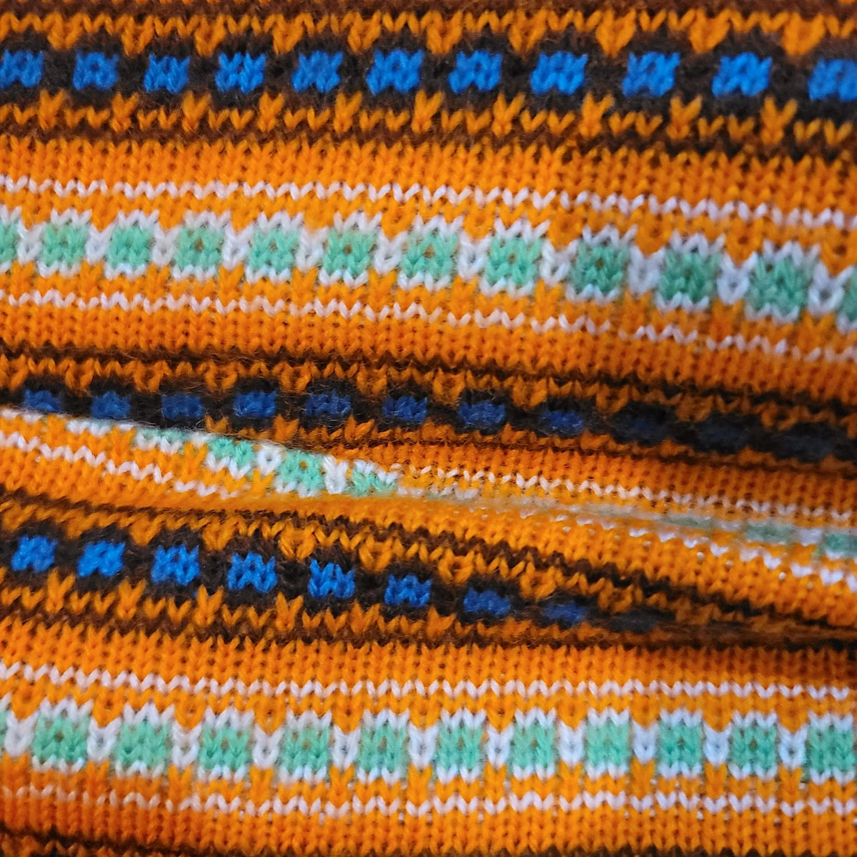 Vintage Womens Medium Knit Mini Dress Long Sleeve Orange brown Wide collar