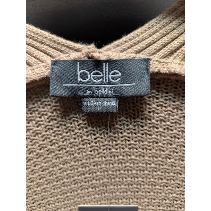 Belle by Belldini Tie Dye Ombre Flax White Cardigan Sweater LARGE NEW CASUAL