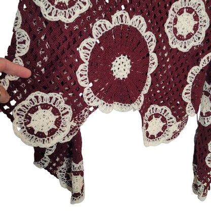 Knit Crocheted Sweater Modern Boho Size Medium NEW Two Tone Layering Bell Sleeve