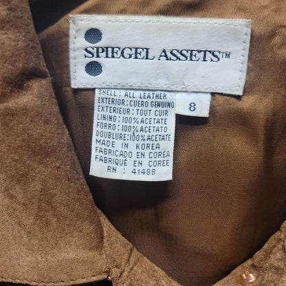 Spiegel Asset Leather Suede Brown Boho 8 Button Up Jacket Lined Pockets