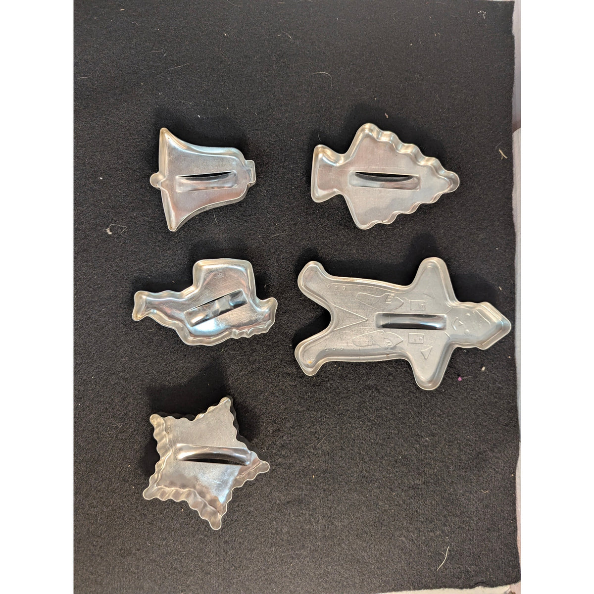 Vintage Metal Aluminum Christmas Cookie Cutters Handle Set of 5 Holiday